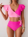 Emoswim - Maillots de Bain Taille Haute Femme, Maillots Deux Pièces Gainants, Ensembles Bikini Volants, Maillots de Bain Froncés Croisés