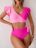 Emoswim - Maillots de Bain Taille Haute Femme, Maillots Deux Pièces Gainants, Ensembles Bikini Volants, Maillots de Bain Froncés Croisés