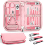Emoswim-Maniküre-Pediküre-Set, 12-teiliges Nagelpflegeset für Frauen, Nagelpflegeset für Männer, Maniküre- & Pediküre-Tools & -Zubehör, Rosa Nagelset Maniküre-Set Luxuriöses Lederetui für Zuhause und Salon