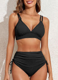 Emoswim – Zweiteiliger Damen-Bikini mit V-Ausschnitt, hoher Taille und gerafftem Bauchkontrolle-Badeanzug