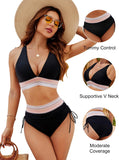 EMOSWIM - High Waist Bauchweg Color Block Bikini Sets
