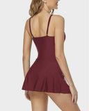 Emoswim - Damen figurformender Einteiler Badeanzug mit Bauchkontrolle – Rot