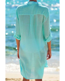 Emoswim - Navy Pocket Long Sleeve Cover Up-Green