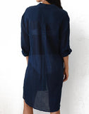 EMOSWIM - Marineblauer Strickjacken-Badeanzug-Überzug
