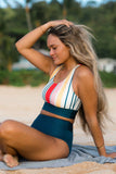 Emoswim – Ensemble de bikini sportif à rayures et col rond