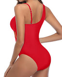 Emoswim - Figurformender Badeanzug mit Bauchkontrolle für kurvige Frauen - Rot