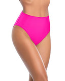 Emoswim - Women's Vintage High Waist Swim Bottoms-Neon Pink