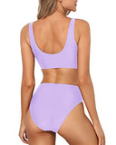 Emoswim - Vintage High Cut Badeanzug mit hoher Taille - Hellviolett