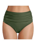 Emoswim – Hochtaillierte geraffte Badeshorts, Bauchkontrolle, Bikinihose – Armeegrün