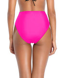 Emoswim - Women's Vintage High Waist Swim Bottoms-Neon Pink