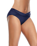 Emoswim - Twist Band Bikinihose V-Schnitt Vollständig bedeckende Bikinihose - Marineblau