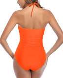Emoswim – Sexy Cutout Bauchweg Retro High Waist Badeanzug – Neon-Orange