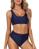 Emoswim – Hoher Bikinihose, High Waist Badehose – Marineblau