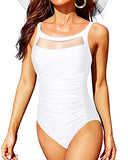 Emoswim - Vintage Tummy Control Ruched Tummy Control Swimwear-White