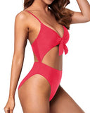 Emoswim – Sexy, rückenfreier Badeanzug mit V-Ausschnitt, einteilig – Rot
