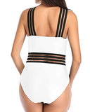 Emoswim - Badeanzug mit Netzpaneel-Design und Bauchkontrolle – Weiß