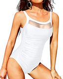 Emoswim - Vintage Tummy Control Ruched Tummy Control Swimwear-White