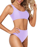 Emoswim - Vintage High Cut Badeanzug mit hoher Taille - Hellviolett