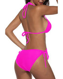 Emoswim – Neckholder-Bikini-Sets mit verstellbaren Nacken- und Rückenbändern, gepolstertes Oberteil, 2-teilig – Neonpink