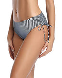 Emoswim - Sexy Adjustable Side Tie Bikini Bottom For Women-Black And White Stripe