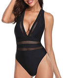Emoswim - Adorables Maillots de Bain Une Pièce à Col en V et Buste Long - Noir