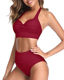 Emoswim - Zweiteiliger Push-Up-BH mit verstellbaren Trägern und hohem Beinausschnitt, Bikini-Rot