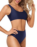Emoswim – Hoher Bikinihose, High Waist Badehose – Marineblau