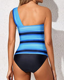 Emoswim - Maillots de bain tankini deux pièces dos nu pour femmes - Rayures bleues et noires