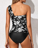 Emoswim – Stützender gepolsterter BH, 2-teiliger Tankini-Badeanzug für Damen mit Shorts – Schwarz geblümt