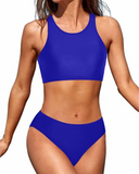 Emoswim - Neckholder Crop Top Bikini Set 2-teilige Badeanzüge für Teenager Mädchen-Königsblau