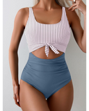 Emoswim – Damen-Badeanzug, Einteiler, Bauchkontrolle, kaschierend, Badeanzug, Cut-Out, Schleife, Navy
