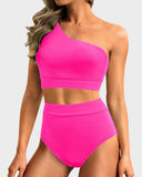 Emoswim - Maillot de bain bikini taille haute gainant à une épaule