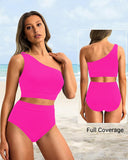 Emoswim - Maillot de bain bikini taille haute gainant à une épaule