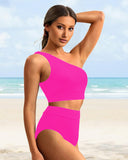 Emoswim - Maillot de bain bikini taille haute gainant à une épaule