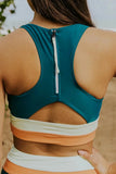 Emoswim-Teal Colorblock Bikini-Set mit Cut-Back