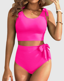 Emoswim Zweiteiliger Damen-Badeanzug mit hoher Taille Bauchkontrolle Bikini Modest Badeanzug
