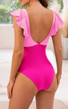 Emoswim – Maillot de bain une pièce pour femme, volants, découpe, amincissant, contrôle du ventre, col en V, maillot de bain portefeuille