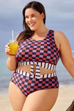 Emoswim – Bunt karierter, geknoteter Crop-Bikini in großen Größen DGPS1506