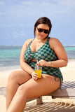 Emoswim-Green Check Crisscross Tie Back Drawstring One Piece Swimsuit DGPS1504