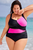 Emoswim-Colorblock Mesh-Einsatz Wickel-Badeanzug DGPS1515