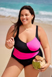 Emoswim-Colorblock Mesh-Einsatz Wickel-Badeanzug DGPS1515