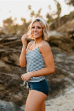 Emoswim-Tankini-Set mit gebundenem Oberteil im Streifenmuster Seaside Stripe