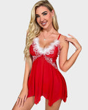 Emoswim-Weihnachts-Mesh-Spitzenbesatz-Nachthemd