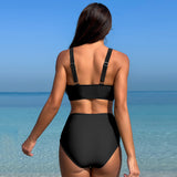 EMOSWIM - Women Sexy High Waist Bikini Sets Mesh Tummy Control 2 Piece Swimsuits