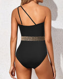 Emoswim – Einteiliger Badeanzug für Damen mit One-Shoulder-Design und Bauchkontrolle – Schwarzes Gurtband