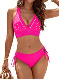 Emoswim-Women’s Dot-Trim V-Neck Bralette Bikini Set DGBK2701 Black