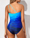 Emoswim – Einteiliger Badeanzug mit einer Schulter für Damen, Bauchkontrolle – Blue Ocean