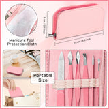 Emoswim-Maniküre-Pediküre-Set, 12-teiliges Nagelpflegeset für Frauen, Nagelpflegeset für Männer, Maniküre- & Pediküre-Tools & -Zubehör, Rosa Nagelset Maniküre-Set Luxuriöses Lederetui für Zuhause und Salon