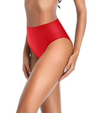 Emoswim - High Waisted Bikini Bottoms Tummy Control Swim Bottoms-Red