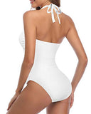 Emoswim – Stylischer High-Waist Einteiler mit Cut-Outs und Bauchkontrolle – Weiß